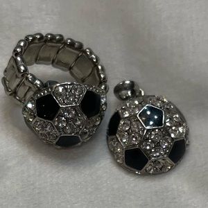 Soccer Ball Necklace Charm & Ring